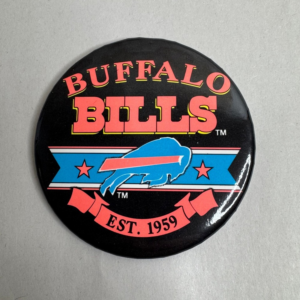 Buffalo Bills Vintage Pinback Button NFL Football Est 1959 Black Red Blue 3 Inch